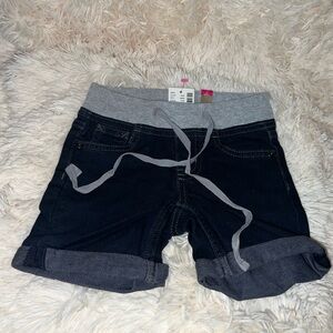 Justice Bermuda short - dark wash drawstring elastic Waistband